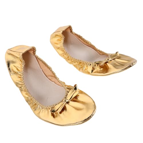 CLISPEED Ballettschuhe Soft Toe Dance Shoes mit Hoher Elastizität und Stoßdämpfender Weicher Sohle Professionelle Tanzschuhe für Bauchtanz Ballett und Yoga Goldfarben von CLISPEED