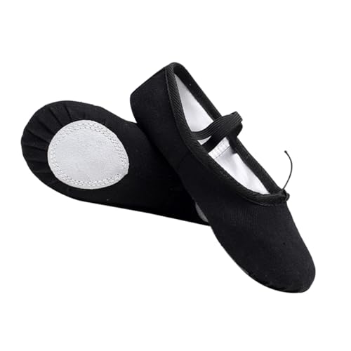 CLISPEED Ballettschuhe aus Canvas Leichte Atmungsaktive Tanzschläppchen mit Anti rutsch Sohle Elastischem Band Geeignet für Yoga Ballett Modern Dance Schwarz von CLISPEED