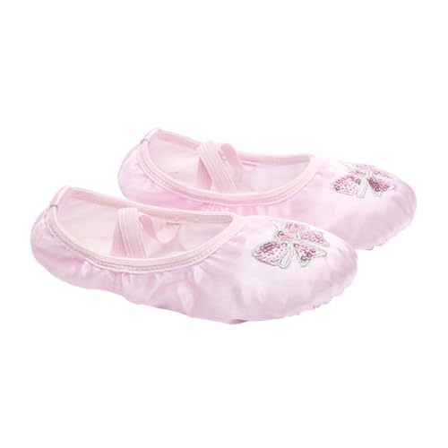 CLISPEED Ballettschuhe aus Satin mit Gestickten Pailletten rutschfeste Geteilte Wildledersohle Elastisches Band für Schnellen Sitz für Ballett Yoga Turnen und Tanzpraxis von CLISPEED