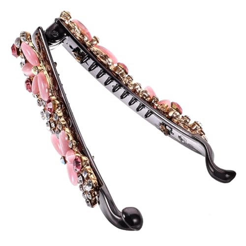 CLISPEED Bananen haarclip mit Strass für Damen Dünner Haarklammer halter für Dickes Haar Leichter und Langlebiger Pferdeschwanz halter Vielseitiger Haarschmuck für Alltag und Besondere von CLISPEED