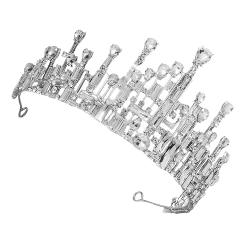 CLISPEED Barock Silber Krone Haarschmuck mit Funkelnden Strasssteinen Braut Haarreif für Frauen Hochzeit Stirnband für Party Bühne und Festliche Anlässe von CLISPEED