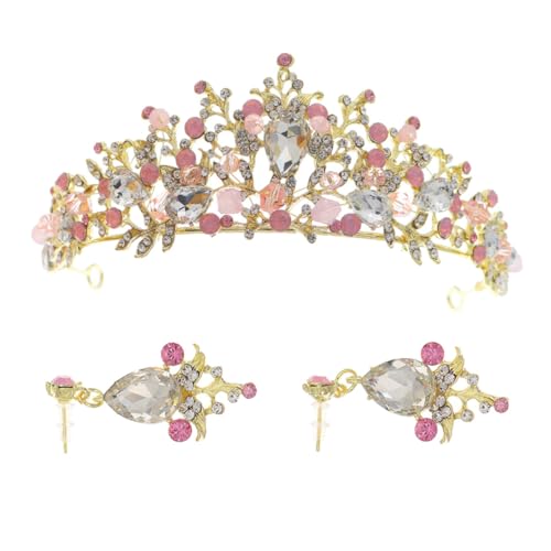 CLISPEED Barock Stil Ohrring Set mit Strass Elegantes Damen Ohrschmuck Set Leichtes Langlebiges Tiara und Ohrringe für Hochzeit Geburtstag Party und Festliche Anlässe von CLISPEED