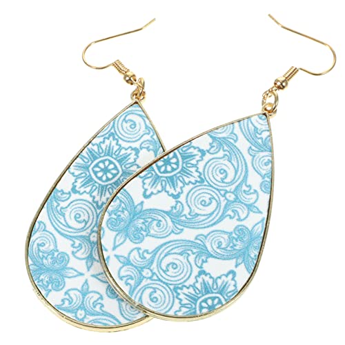 CLISPEED Barock Stil Tropfen Ohrringe Damen Hängend Leicht Ohrschmuck Teen Mädchen Vintage Ohrhänger Schmuck Leuchtend Hellblau von CLISPEED