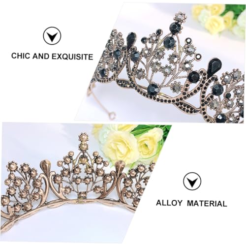 CLISPEED Barock Vintage Braut Tiara Krone Schwarz Luxuriöses Stirnband für Hochzeit Geburtstag Damen Kopfstück von CLISPEED