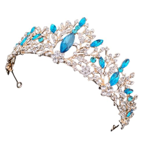 CLISPEED Barocke Braut Tiara mit Hellblauen Strasssteinen Dekorativer Kleiner Kopfschmuck für Hochzeit Geburtstag und Festliche Anlässe Damen Haaraccessoires für Besondere von CLISPEED