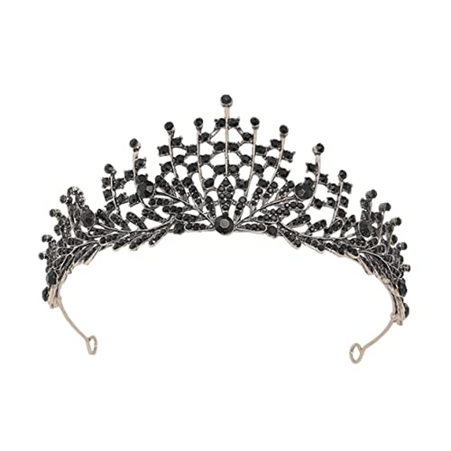 CLISPEED Barockstil Braut Tiara Schwarz mit Kristallverzierung Langlebige Hochzeit Haarschmuck Krone für Damen Geeignet für Braut Brautjungfern Party und Halloween von CLISPEED