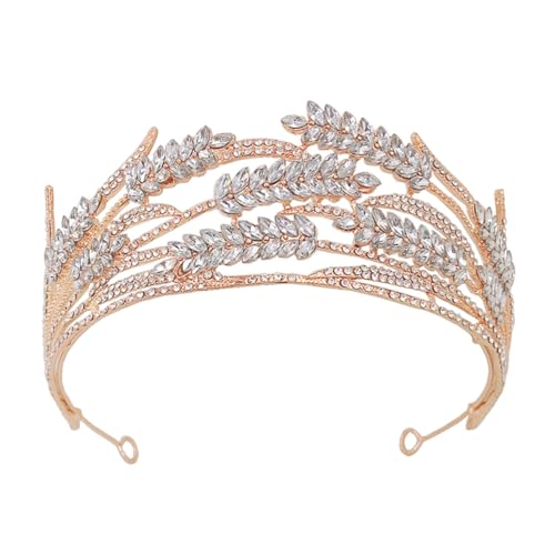 CLISPEED Barockstil Brautkrone Gold Hochzeit Haarschmuck Tiara Damen Festliche Kopfbedeckung Dekoratives Accessoire für Hochzeit Party Fest von CLISPEED