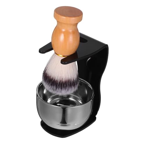 CLISPEED Bartpflege für Männer mit Rasierpinsel Schaumschale und Edelstahlhalter Vielseitiges Badezimmer Rasur Zubehör für Dichte Schaumherstellung und Einfache Reinigung Praktische von CLISPEED