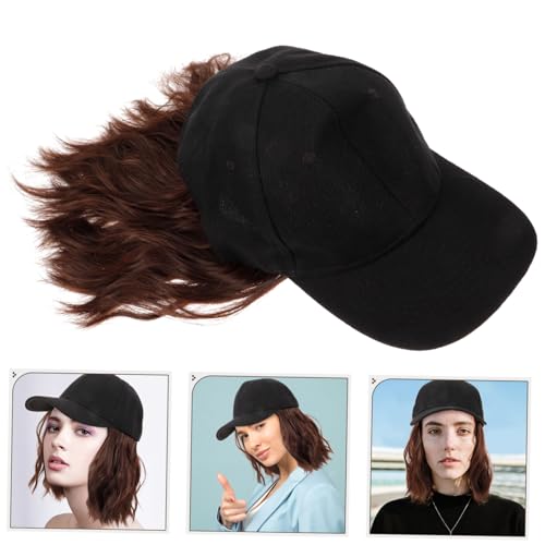 CLISPEED Baseball Cap mit Perücke Damen Wellenlocken Synthetische Haarverlängerung Leichte Baseballmütze Kopfbedeckung Vielseitig für Cosplay Bühne Alltag Geeignet von CLISPEED