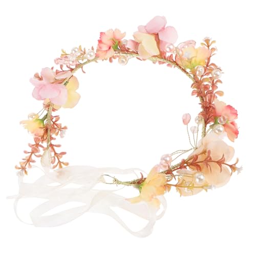 CLISPEED Blüten Perlen Haarband mit Band Handgefertigtes Kopfschmuck für Hochzeit und Geburtstag Rosa Prinzessin Stirnband Festlicher Haarschmuck für Mädchen und Frauen von CLISPEED