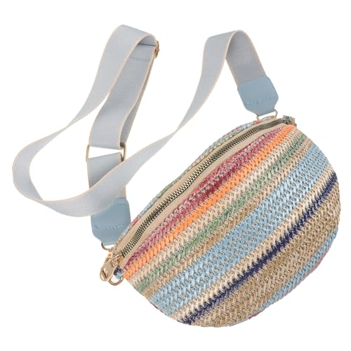 CLISPEED Bohemian Stil Bauchtasche Damen aus Geflochtenem Material Verstellbarer Gürtel Leichte Hüfttasche mit Reißverschluss für Reisen Alltag und Outdoor als Crossbody Brusttasche von CLISPEED
