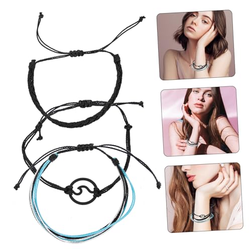 CLISPEED Boho Baumwollfaden Armband Damen Verstellbar Handgefertigt Wellenmuster Strand Schmuck Geschenk für Geburtstag Weihnachten Valentinstag von CLISPEED