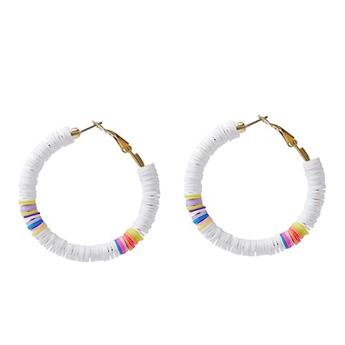 CLISPEED Boho C Förmige Rundohrringe Damen Geometrische Bunte Polymer Clay Ohranhänger Strand Schmuck Modisch Langlebig von CLISPEED