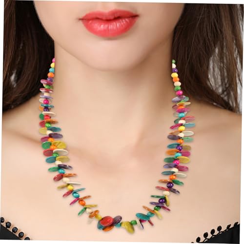 CLISPEED Boho Lange Bunte Perlenkette aus Kokosnussschalen Statement Halskette für Damen Farbenfrohe Strandkette Geeignet für Hawaii Party und Lässigen Sommerlook CLISPEED Boho Lange Bunte Perlenkette aus Kokosnussschalen Statement Halskette für Damen Farbenfrohe Strandkette Geeignet für Hawaii Party und Lässigen Sommerlook von CLISPEED