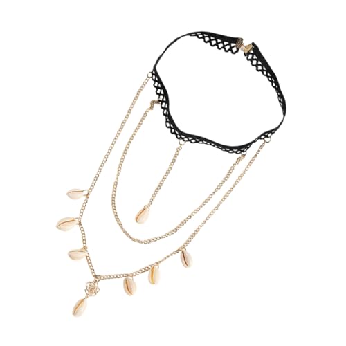 CLISPEED Boho Mehrschichtige Elastische Bein Kette mit Muschel Anhänger Verstellbarer Strand Körper Schmuck für Frauen für Sommer Party und Alltag von CLISPEED