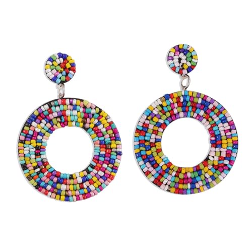 CLISPEED Boho Ohrringe Damen Farbige Perlenohrringe Geometrische Statement Ohrringe für Frauen und Mädchen Hautfreundlich Leicht und als für Besondere Anlässe von CLISPEED