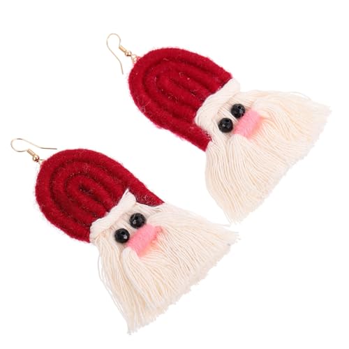 CLISPEED Boho Quasten Ohrringe Damen Baumwollseil Handgefertigt Weihnachts Schmuck Rot Festliche Ohranhänger Geschenkidee von CLISPEED