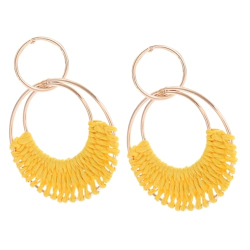 CLISPEED Rattan-creolen Damen Ohrringe Sommer Strand Bohemian Rattan-ohrringe Für Damen Accessoires Strand-accessoires Hawaii- Modische von CLISPEED