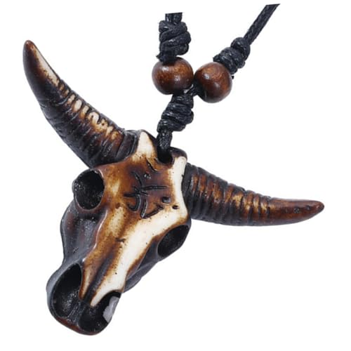 CLISPEED Boho Resin Kuhkopf Halskette Bohemian Stil Party Schmuck Damen Unregelmäßiger Anhänger Leicht Hautfreundlich Ethnische Dekoration von CLISPEED