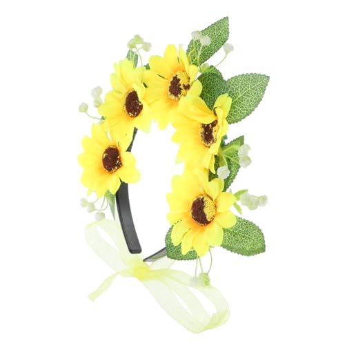 CLISPEED Boho Sonnenblumen Haarband Damen Leichtes Blumenkranz Haarschmuck für Hochzeit Festival Alltag Modischer Blumenkranz Haarreif Angenehm zu Tragen von CLISPEED