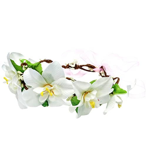 CLISPEED Braut Blumenkranz Stirnband mit Verstellbarem Band Boho Lilien Haarkranz Kopfschmuck für Damen und Mädchen Handgefertigter Floraler Haarschmuck für Hochzeit Zufällige Farbe von CLISPEED