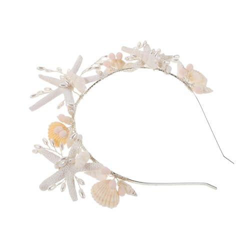 CLISPEED Braut Haarband Silber Seestern Muschel Haarreif Leicht Komfortabel Meerjungfrau Haarschmuck für Frauen Mädchen Strand Hochzeit Kopfschmuck von CLISPEED