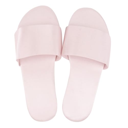 CLISPEED Braut Hausschuhe Satin Slipper Damen Hochzeitsschuhe Leicht Rutschfest Atmungsaktiv für Sommer und Festlichkeiten Modisch und Tragbar Pfirsichrosa von CLISPEED