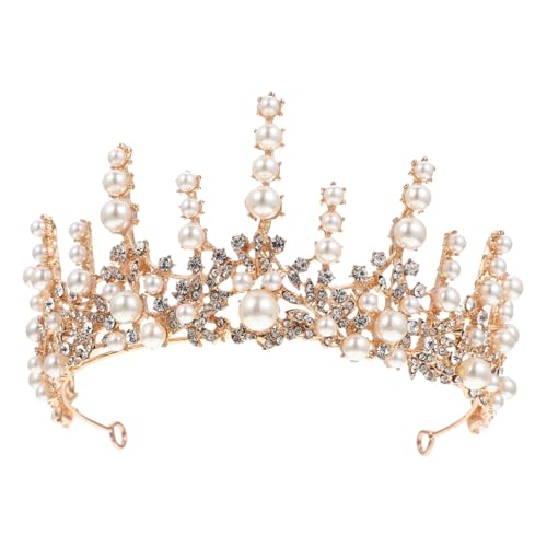 CLISPEED Braut Perlenkrone Haarschmuck Goldene Hochzeit Kopfschmuck Damen Tiara für Brautjungfern und Festliche Anlässe CLISPEED Braut Perlenkrone Haarschmuck Goldene Hochzeit Kopfschmuck Damen Tiara für Brautjungfern und Festliche Anlässe von CLISPEED