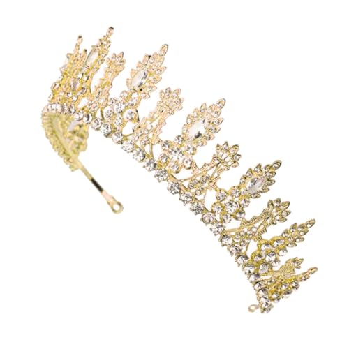 CLISPEED Brautkrone aus Legierung mit Weißem Zirkonia Handgefertigtes Tiara Stirnband für Hochzeit Haarschmuck Festliches Haarschmuck Accessoire für Braut und Bankett Goldfarben von CLISPEED