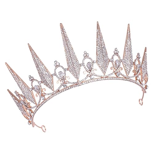 CLISPEED Brautkrone mit Strass Goldene Tiara für Damen und Mädchen Dekorativer Haarschmuck für Hochzeit Party Fotoshooting und Festliche Anlässe Bequemer und Langlebiger Kopfschmuck von CLISPEED