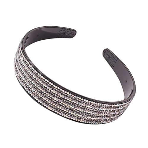 CLISPEED Breiter Haarreif mit Funkelnden Schmucksteinen Kreatives Stilvolles Design mit Zahnung Rutschfester Kopfschmuck für Frauen für Hochzeit Party und Festliche Anlässe Graue Farbe von CLISPEED