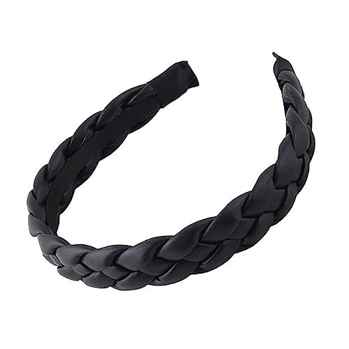 CLISPEED Breites PU Leder Haarband Damen Geflochtenes Stirnband mit Kreuzdesign Retro Moderner Look Leichtes Komfortables Haar Accessoire für Alltag Party und Cosplay Schonend für Haare von CLISPEED