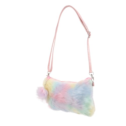 CLISPEED Bunte Damen Plüsch Umhängetasche Weiche Schultertasche mit Großem Stauraum Langlebiges Material Modischer Farbverlauf Vielseitig für Alltag und Reisen Geeignet von CLISPEED