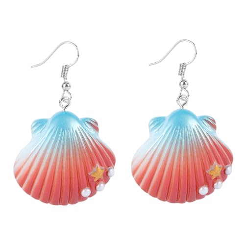 CLISPEED Bunte Dangle Muschel Ohrringe aus Robustem Kunststoff Langlebig und Elegant als Teenager Geburtstagsgeschenk und Modisches Accessoire für Alltag und Festtage von CLISPEED
