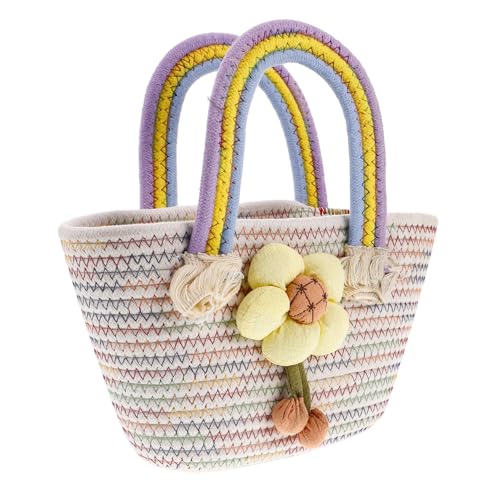 CLISPEED Bunte Handtasche Damen Handgewebt Robuste Umhängetasche Schultertasche Vielseitig Tragbar Für Alltag Und Outdoor Stilvolle Rainbow Tasche von CLISPEED