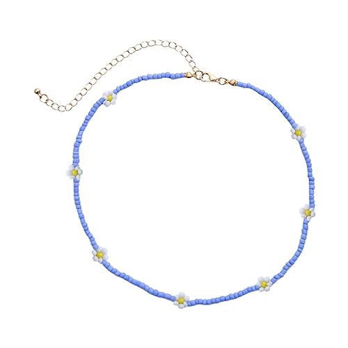 CLISPEED Kreative Woven Perlen Halskette Für Frauen Bunte Gewebte Daisy Halskette Handgefertigte Perlenkette Modischer Schmuck Für Mädchen Leicht Und Langlebig Für Geschenke Und von CLISPEED