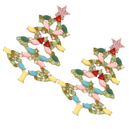 CLISPEED Bunte Schmucksteine Weihnachtsbaum Ohrringe Damen Elegant Leicht Glänzend Festliche Modeaccessoires für Weihnachtsfeier und Alltag CLISPEED Bunte Schmucksteine Weihnachtsbaum Ohrringe Damen Elegant Leicht Glänzend Festliche Modeaccessoires für Weihnachtsfeier und Alltag von CLISPEED