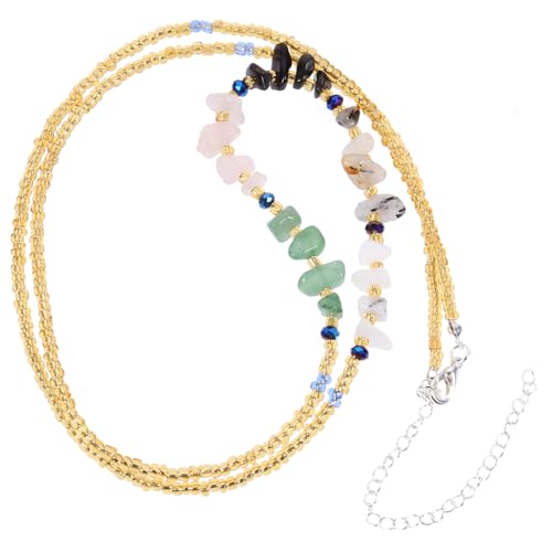 CLISPEED Bunte Stein Body Chain Taillengürtel Verstellbar mit Glaskugeln Damen Körperschmuck für Strand Bikini Pool Party Bühnenauftritt von CLISPEED