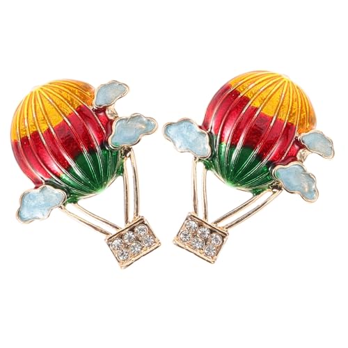 CLISPEED Bunte Wolken Ohrstecker mit Heißluftballon Design Zinklegierung mit Funkelnden Strasssteinen Verspielte Damen Ohrringe Schmuckaccessoires für Alltag und Fest von CLISPEED