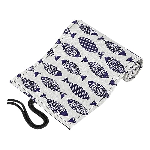 CLISPEED Tragbare Stifterolle Aus Canvas Für Künstler 48 Slots Cartoon Saury Muster Praktischer Bleistifthalter Für Schüler Und Maler Für Unterwegs von CLISPEED