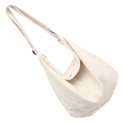 CLISPEED Canvas Schultertasche Damen Groß Volumen Umhängetasche für Alltag Schule Shopping Reise Freizeit Weiß von CLISPEED