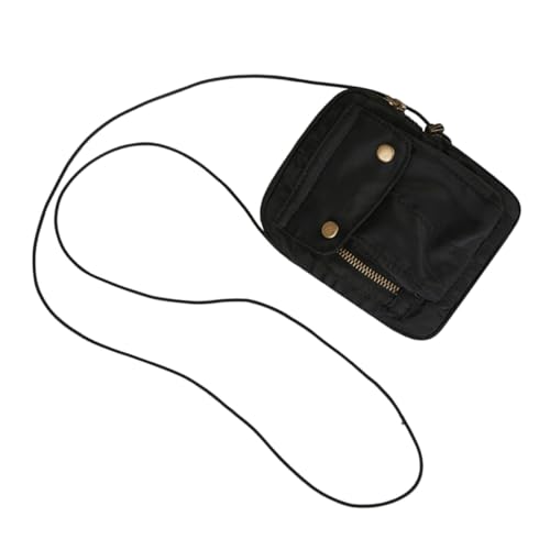 CLISPEED Canvas Schultertasche Klein Verstellbar Multifunktional Damen Crossbody Tasche Schwarz Modisch Robust Alltagstasche mit Verstellbarem Schulterriemen für Shopping und Freizeit von CLISPEED