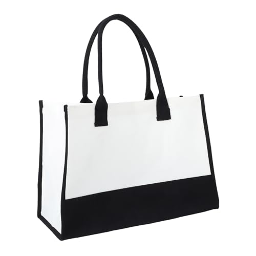 CLISPEED Canvas Tote Bag Damen Groß Kapazität Schultertasche Reusable Einkaufstasche Strandtasche aus Premium Canvas Material für Schule Arbeit Reisen Alltag von CLISPEED
