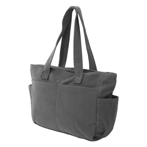 CLISPEED Canvas Tote Bag Damen Große Umhängetasche Crossbody Handtasche Graues Canvas Großes Fassungsvermögen Japanisches Minimalistisches Design Alltag Reise Schule von CLISPEED