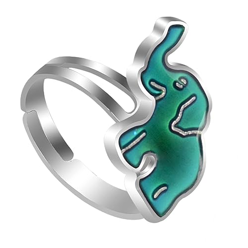 CLISPEED Cartoon Elephant Thermochromic Ring Verstellbarer Finger Ring für Kreatives Schmuckstück mit Farbwechsel für Feiern und Täglichen Gebrauch von CLISPEED