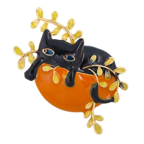 CLISPEED Cartoon Schwarze Katzenbrosche aus Zinklegierung Modische Kleidungsspange mit Feiner Verarbeitung Einzigartiges Design Geeignet für Party Alltag Stilvolles Accessoire für Damen von CLISPEED