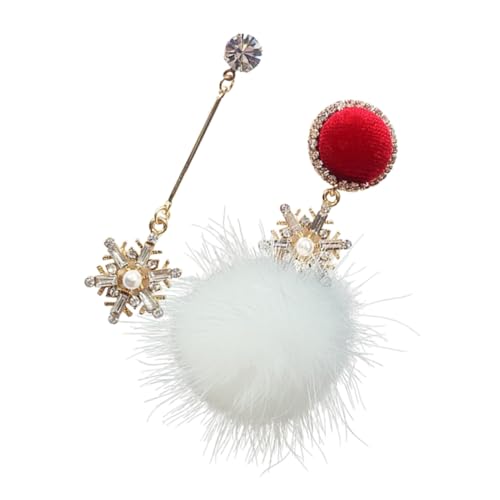 CLISPEED Charming Snowflake Ohrstecker mit Haarball Design Silber Damen Ohrringe für Partys und Festliche Anlässe für Weihnachten und Jede von CLISPEED