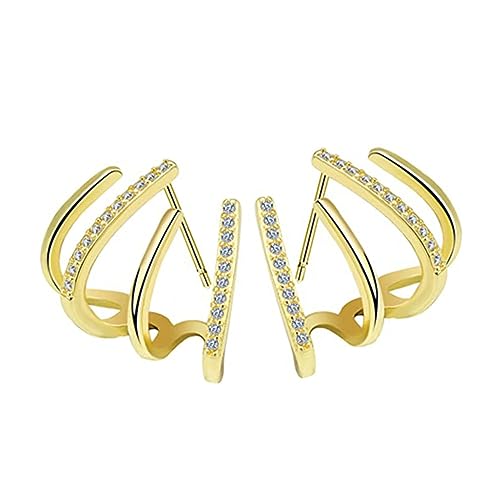 CLISPEED Chic Ohrstecker im Krallen Design mit Zirkonia für Damen Hypoallergene Ohraccessoires Goldfarbe für Besondere Anlässe und Alltägliches Tragen von CLISPEED