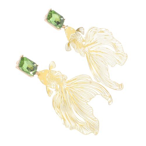 CLISPEED Chinesische Stil Fisch Ohrringe Damen Handgefertigte Schmuckstücke mit Funkelnden Kristallen Ohrhänger für Frauen und Teenager Besonderes für Festliche Anlässe von CLISPEED