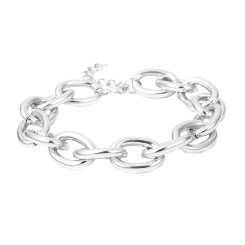 CLISPEED Chunky Curb Link Kette Metall Halskette Punk Choker Kurz Damen Geometrisch Minimalistisch Silber Schmuck von CLISPEED